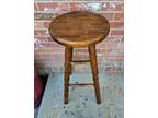 Vintage Oak Plant Fern Stand Side Table Handmade Carved Wood Stool