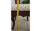 Vintage Antique Mahogany Wood Upholstered Footstool Vanity Bench Stool