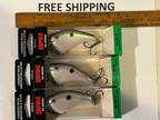 LOT OF 3 Rapala-Slim 6 OG Series Balsa CRANKBAITS Green Gizzard Shad COLOR LURES