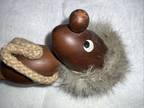 Hans Bolling Denmark Teak Wood Figurine Mid Century MCM Rabbit Fur -MISSING FEET
