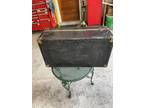 Vintage Leather flat top steamer trunk chest