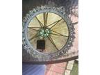 Vintage Floral Metal Dressing Table Mirror + Stand Easel Boho Country Antique