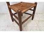 Vintage Child's Wooden Prayer Chair With Bible or Book Box and Woven Rush Seat
