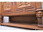 Vintage French Bruegel Style Carved 4 Door Cabinet or Entertainment Center