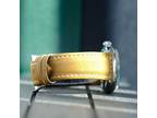 ROLEX MENS DATEJUST GOLD & STEEL BLUE DIAMOND DIAL LEATHER BAND 36MM WATCH