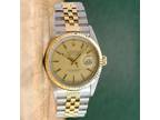ROLEX DATEJUST 16233 CHAMPAGNE 18K GOLD STEEL FLUTED JUBILEE WATCH BOX&PAPER