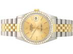 ROLEX DATEJUST 16233 UNISEX WATCH 18K GOLD STEEL CHAMPAGNE DIAMOND BOX&PAPER