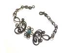 Decorative Black Bracelet with Pacific Blue Apatite Bead