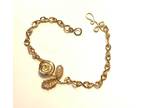 Gold Wire Wrap Rose Flower Bracelet