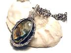 Silver Wire Wrapped Braided Detail Labradorite Cabochon Pendant