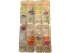 2- 20 place plastic fishing tackle fly boxes holders hooks worms lures bobbers