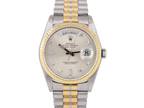 1990 Rolex Day-Date Tridor 18K Gold FACTORY SILVER DIAMOND Dial 36mm 18239 BIC