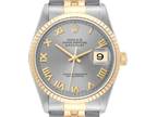 Rolex Datejust Slate Dial Steel Yellow Gold Mens Watch 16233 Box Papers
