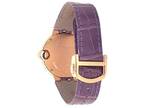 Cartier Ballon Bleu 18k Rose Gold Leather Diamonds Silver Ladies Watch WJBB0051