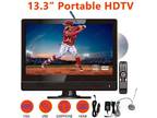 TV-13D 13" TV Widescreen HDTV Built-in DVD Player with HDMI & USB Car adapter