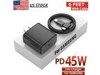 45w Type USB-C Super Fast Wall Charger +6FT Cable for Samsung Galaxy S22 S21 S20