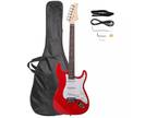 Solid Body Full-Size 39 Inch Electric Guitar Beginner Starter Bag Cable Red