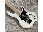 5 String White Electric Bass Guitar Solid Body Maple Fretboard Black Hardware