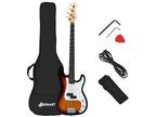 Full Size Electric Bass Guitar 4 String with Strap Guitar Bag Amp Cord Yellow