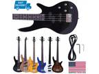 New Professional 6 Colors 4 String Electric Bass Guitar w/Power Wire&Wrench Tool