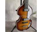 Electric Bass Guitar Flame Maple Top 4 String Hollow Body Chrome Part in Stock