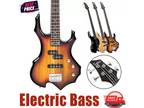 USA Glarry 3 Colors Full-Size Electric Bass Guitar w/Bag & Strap & Plectrum New