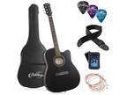 41-inch Beginner Cutaway Acoustic Guitar Package - Starter Kit w/ Tuner, Gig Bag