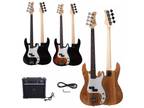 Black Sunset Natural Yellow Red Basswood 4 Strings Electric Guitar Bass20W AMP