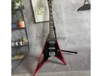 Arrow V 4 String Electric Bass Guitar Solid Body Black with Red Bevels Fast Ship