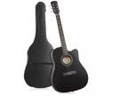 41-inch Beginner Cutaway Acoustic Guitar Package - Starter Kit w Gig Bag - Black