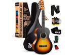 Beginner Acoustic Guitar Kit, 1/4 Junior Size All Wood Instrument for Kids, Adul