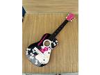 Hello Kitty 6 String Acoustic Guitar 31” Rare Pink Black Rare