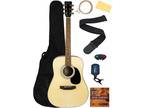D500 Dreadnought Acoustic Guitar - Natural Bundle with Gig Bag, Strings, Tuner,