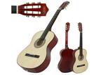 38"Natural Beginners Acoustic Guitar Wooden 6 Strings WithCase,Strap,Tuner, Pick