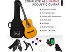 Right-Handed Full Size Acoustic Guitar Beginner Kit Nylon Strings 7 Colors Tuner