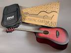 Pyle 34 " Beginner Acoustic Guitar & Case 1/2 Junior Size All Wood Instrument