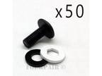 10-32 Thread x 1/2" DJ Audio Rack Mount Screws Bolts Black Washer - 50 Pack Lot