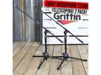 Short Mic Stand 2x BUNDLE | Telescoping Boom Guitar Amplifiers Bass Drum Desktop