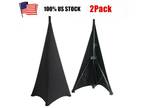2X Spandex Speaker Stand Scrims Black DJ Tripod Stretch Cover Double Sided
