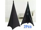 2x DJ Tripod Speaker Stand Scrim Spandex Fabric Stretch Cover Double Sided Black