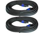 2 12ga 50' ft foot speakon compatible amplifier amp to speaker cables PA DJ cord