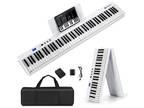 Costway 88-Key Folding Electric Piano Keyboard Semi Weighted Full Size MIDI