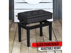 GRIFFIN Black Leather Piano Bench - Wood Vanity Stool Keyboard Seat Guitar Chair
