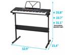61 Key Electronic Keyboard Piano with Stool Headphones Microphone Stand Earphone