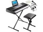61-Key Electronic Keyboard Piano with LCD Display, Stand, Stool, Phones, Mic