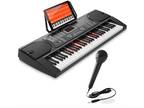 61-Key Electronic Keyboard Digital Music Piano with Lighted Keys Microphone