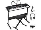 61-Key Electric Keyboard Piano for Beginners w/Headphones, Microphone and Stool