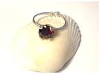 Sterling Silver Red Swarovski Crystal Prong Ring
