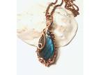 Copper Wire Wrap Teardrop Blue Labradorite Pendant