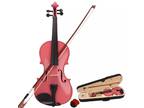 New 1/8 Acoustic Violin Case Bow Rosin Pink